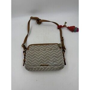 Fossil Textured Boho Adjustable Strap 2 Zip Compartment Small Purse Cross Body